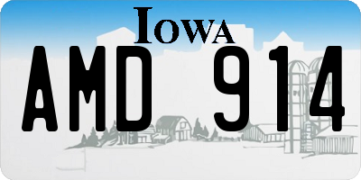 IA license plate AMD914