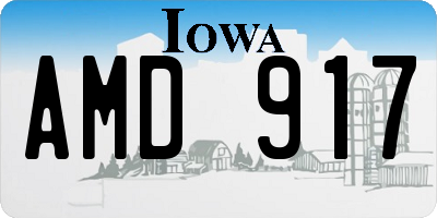 IA license plate AMD917