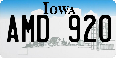 IA license plate AMD920