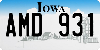IA license plate AMD931