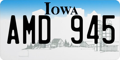 IA license plate AMD945