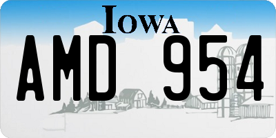 IA license plate AMD954