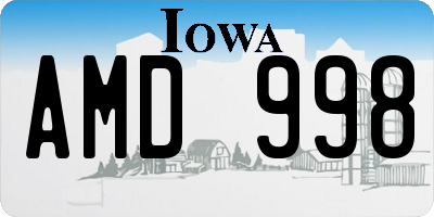 IA license plate AMD998