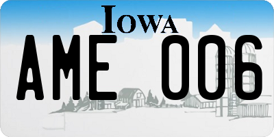 IA license plate AME006