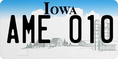 IA license plate AME010