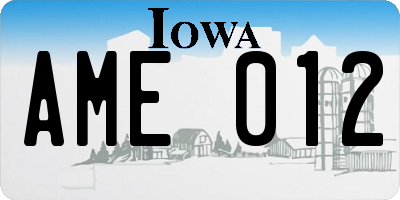 IA license plate AME012