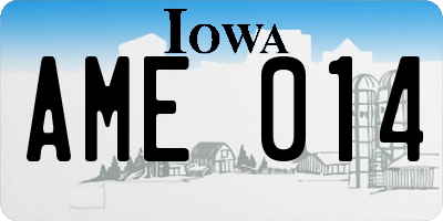 IA license plate AME014
