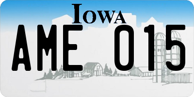 IA license plate AME015