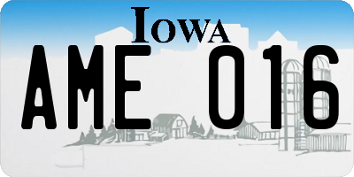 IA license plate AME016