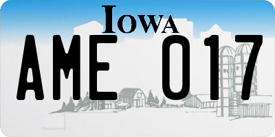 IA license plate AME017