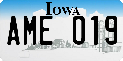 IA license plate AME019