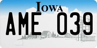 IA license plate AME039