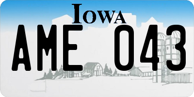 IA license plate AME043