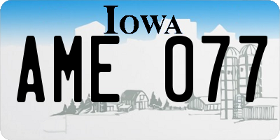 IA license plate AME077