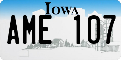 IA license plate AME107