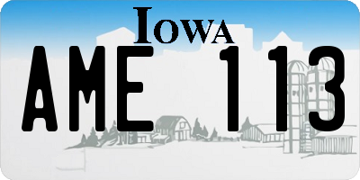 IA license plate AME113