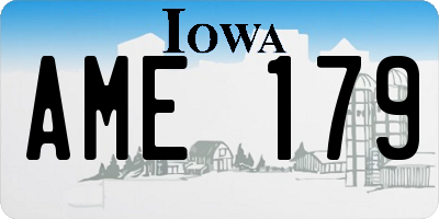 IA license plate AME179
