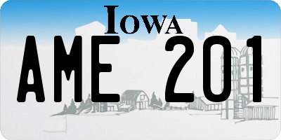 IA license plate AME201