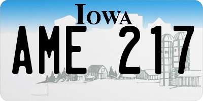 IA license plate AME217