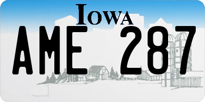 IA license plate AME287