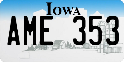 IA license plate AME353