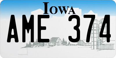 IA license plate AME374