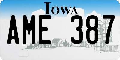 IA license plate AME387