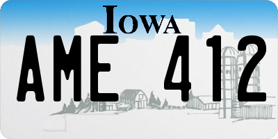 IA license plate AME412