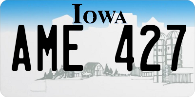 IA license plate AME427