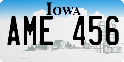 IA license plate AME456
