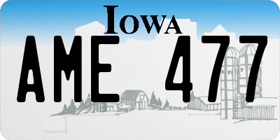 IA license plate AME477
