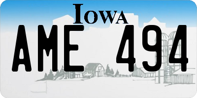 IA license plate AME494