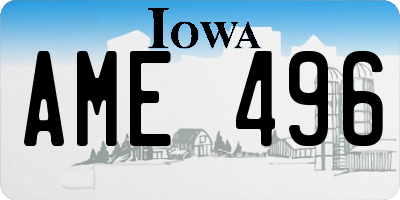 IA license plate AME496