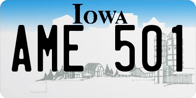 IA license plate AME501