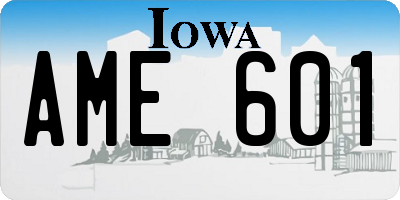 IA license plate AME601