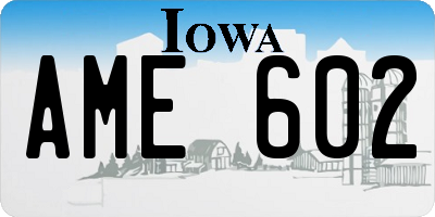 IA license plate AME602