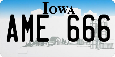 IA license plate AME666