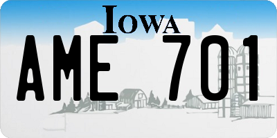 IA license plate AME701