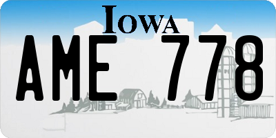 IA license plate AME778