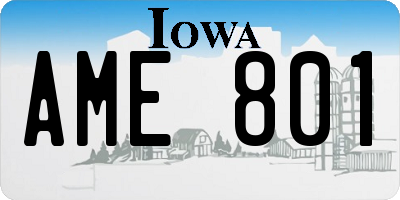 IA license plate AME801
