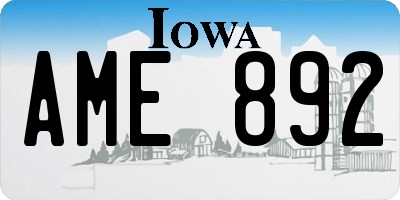 IA license plate AME892