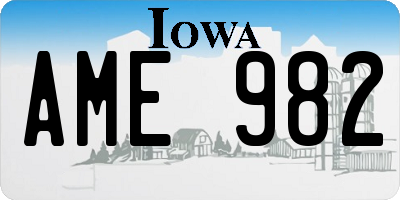 IA license plate AME982