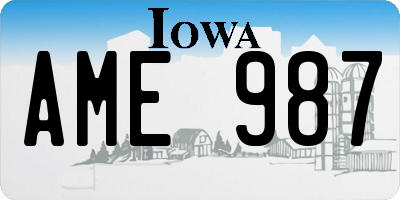 IA license plate AME987