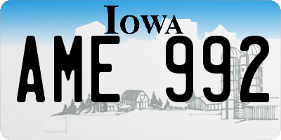 IA license plate AME992
