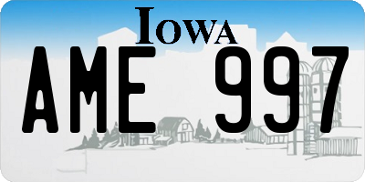 IA license plate AME997