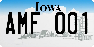 IA license plate AMF001