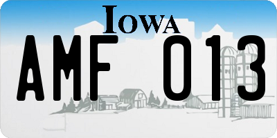 IA license plate AMF013