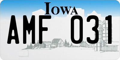 IA license plate AMF031