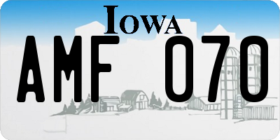 IA license plate AMF070