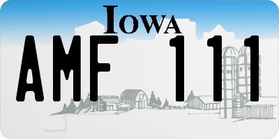 IA license plate AMF111